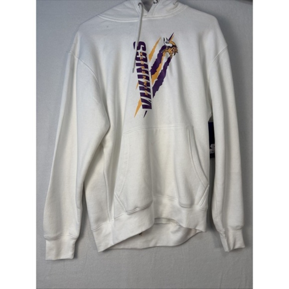 WHITE MINNESOTA VIKINGS HOODIE Starter SIZE M PULLOVER K1241‎